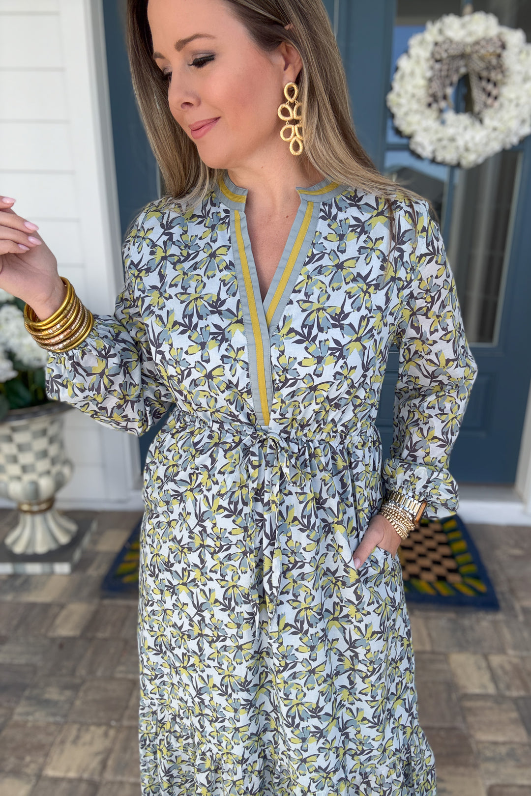 Olive Garden Tie Waist Midi Dress - B Social Boutique