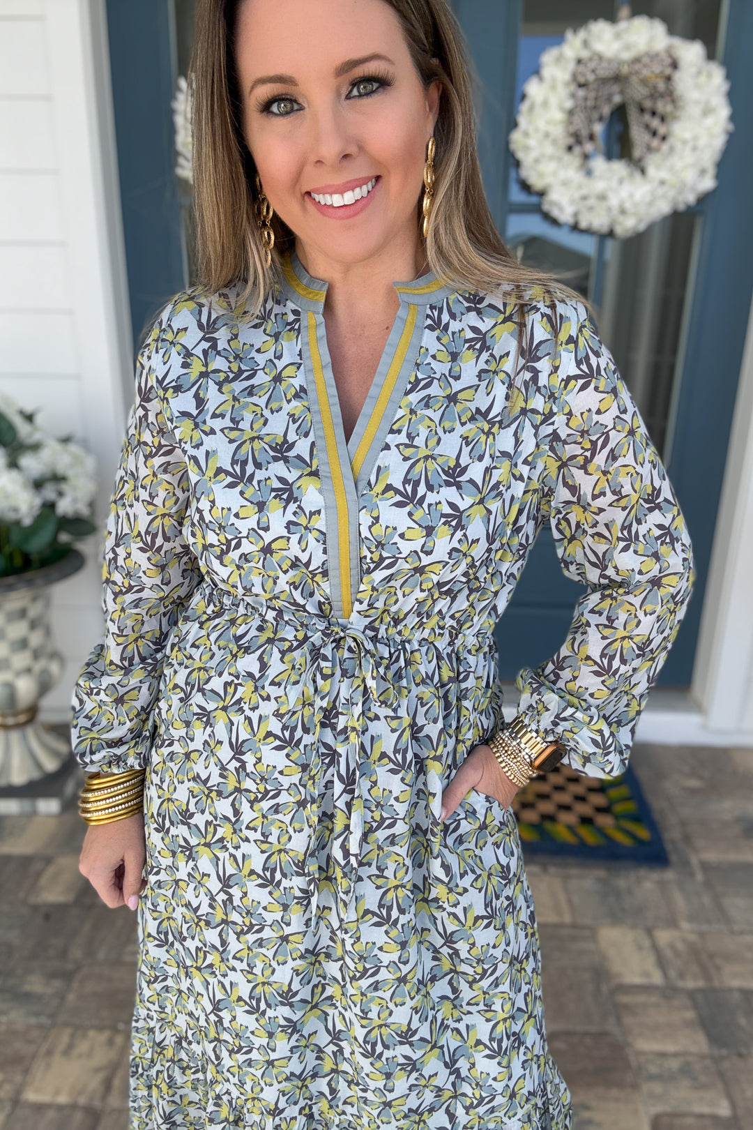 Olive Garden Tie Waist Midi Dress - B Social Boutique