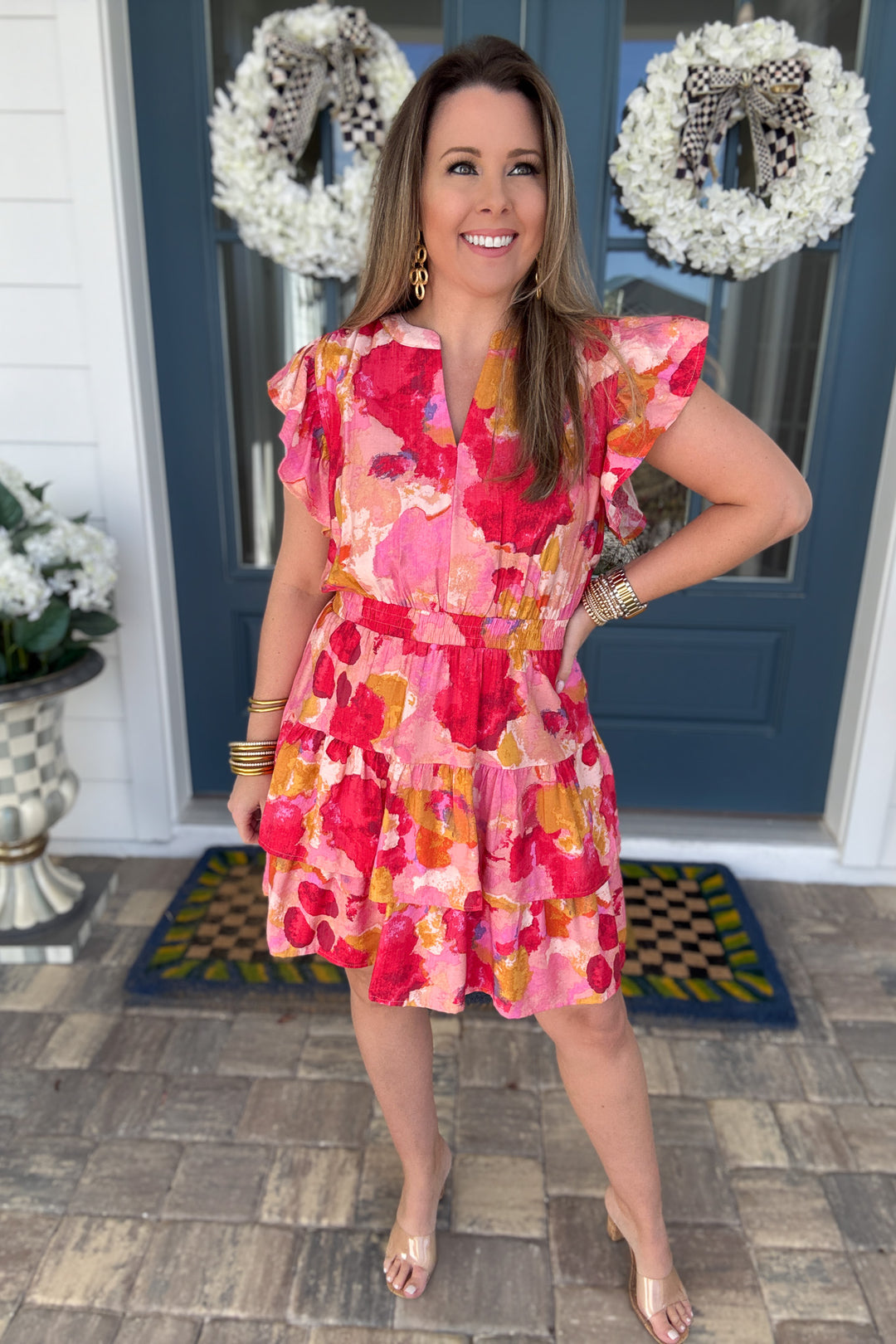 Sunset Splash Tiered Smocked Waist Dress