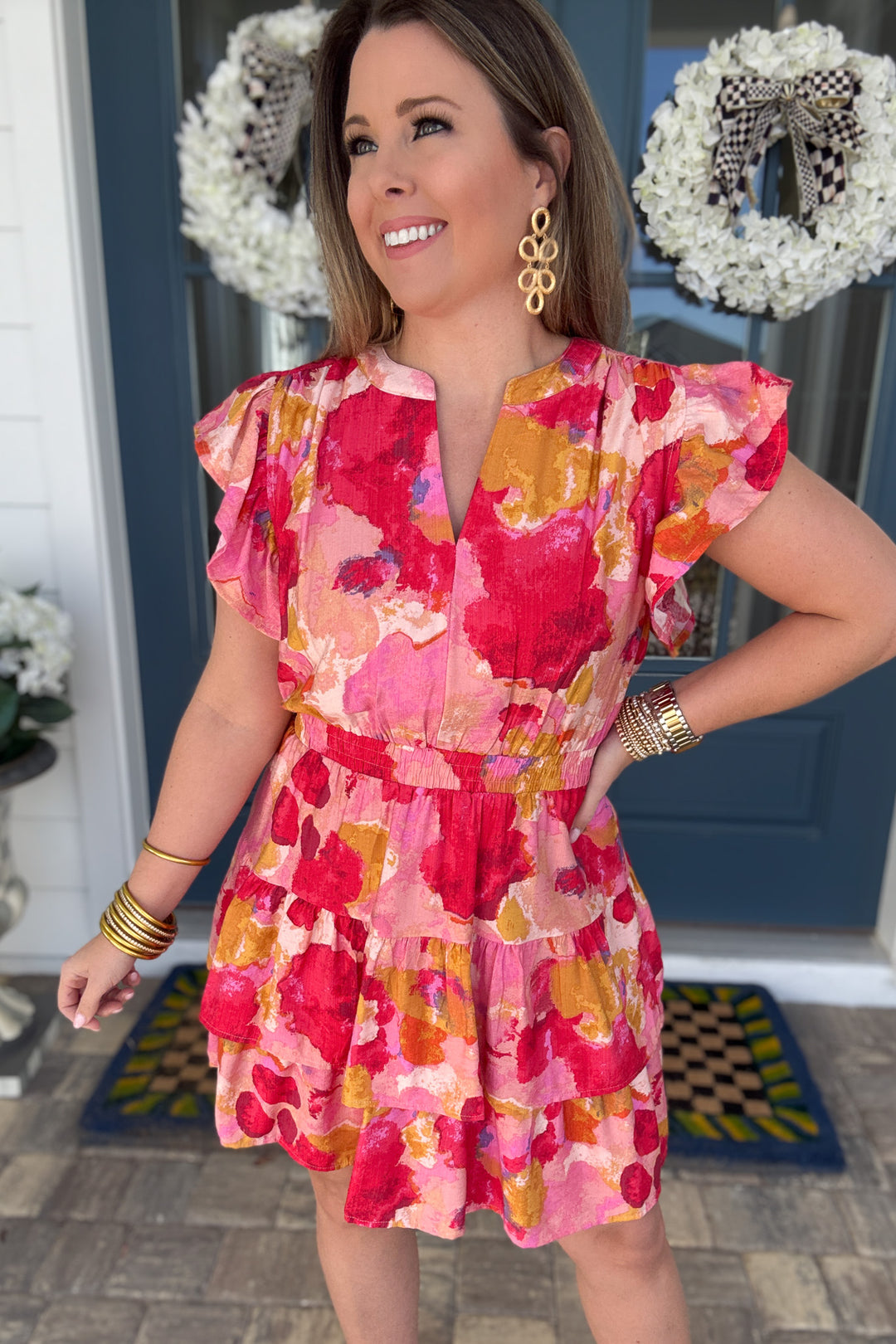Sunset Splash Tiered Smocked Waist Dress