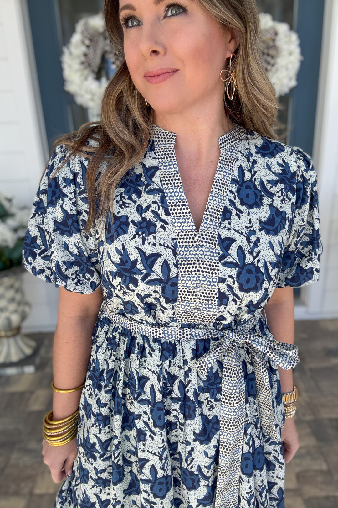 THML: I'll Be The One Tie Dress - Blue Multi - B Social Boutique