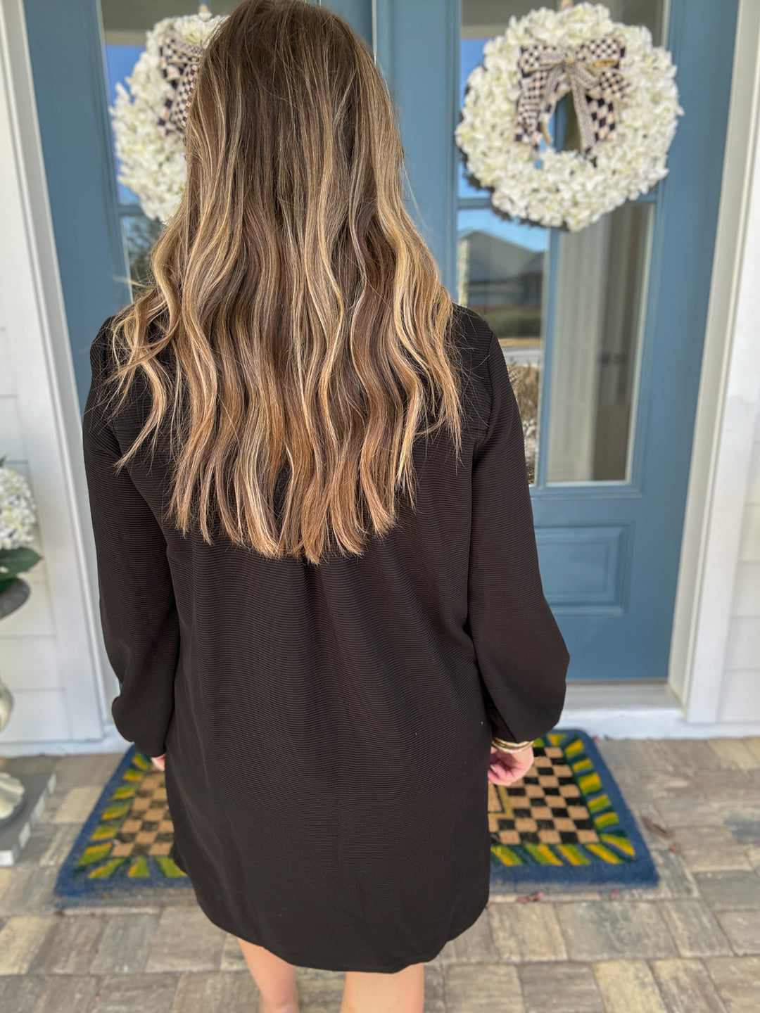 Year Round Classic Ribbed Shift Dress - Black