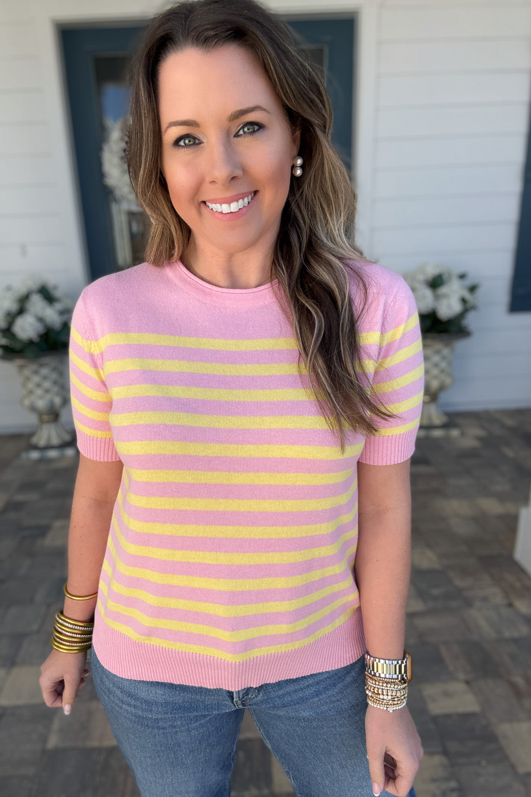 Pink Lemonade Stripe Cashmere Blend Sweater - B Social Boutique