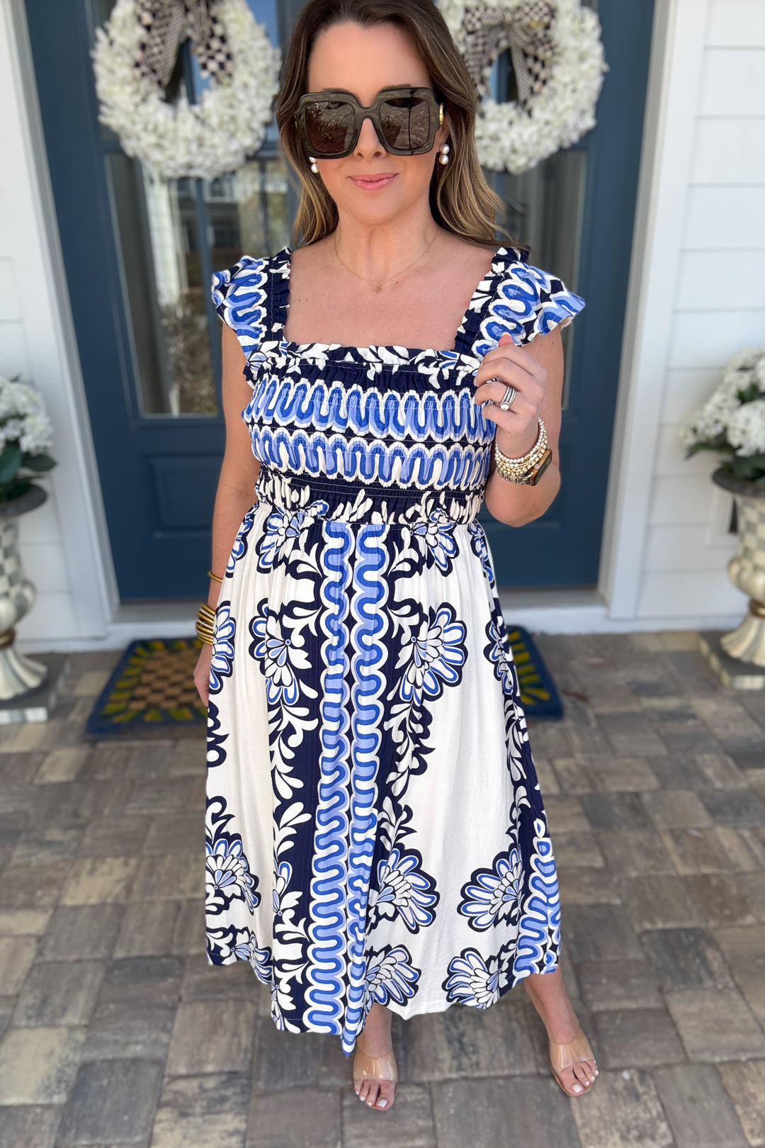 Blue Haven Smocked Midi Dress