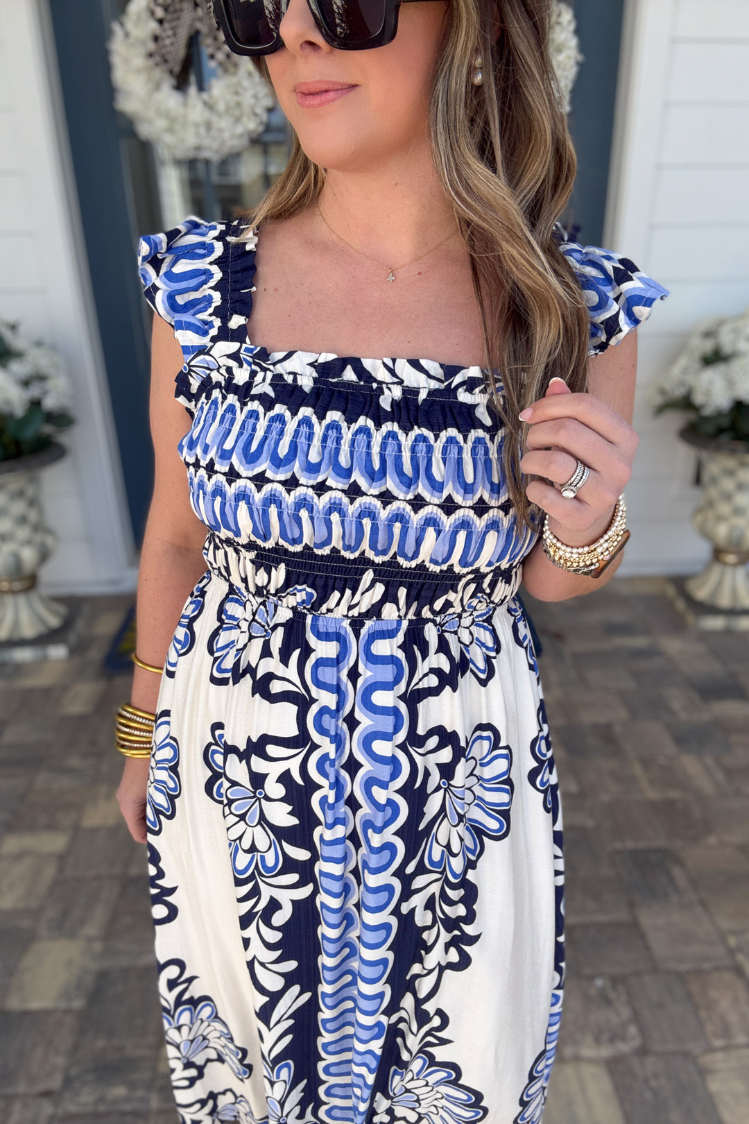 Blue Haven Smocked Midi Dress