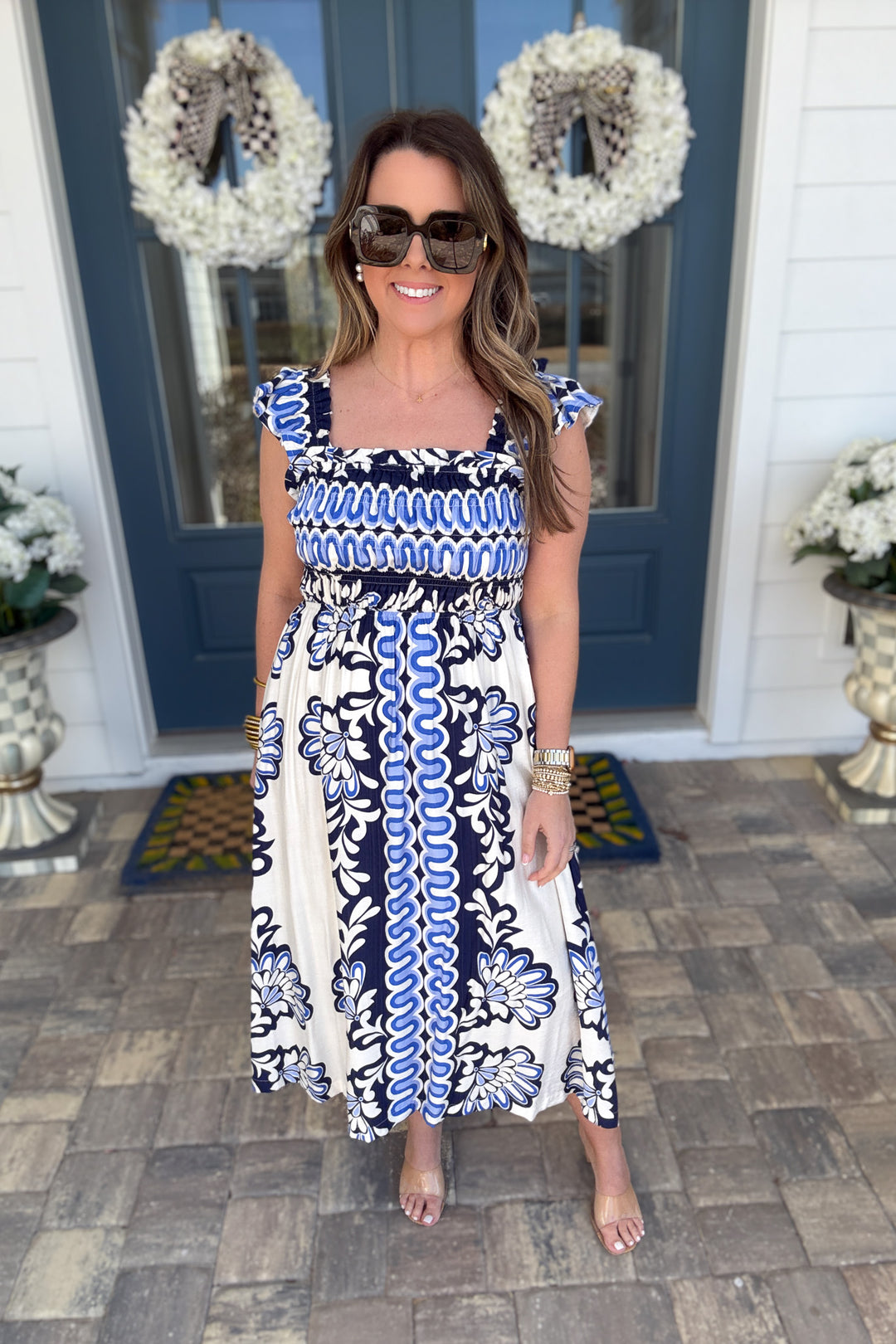 Blue Haven Smocked Midi Dress