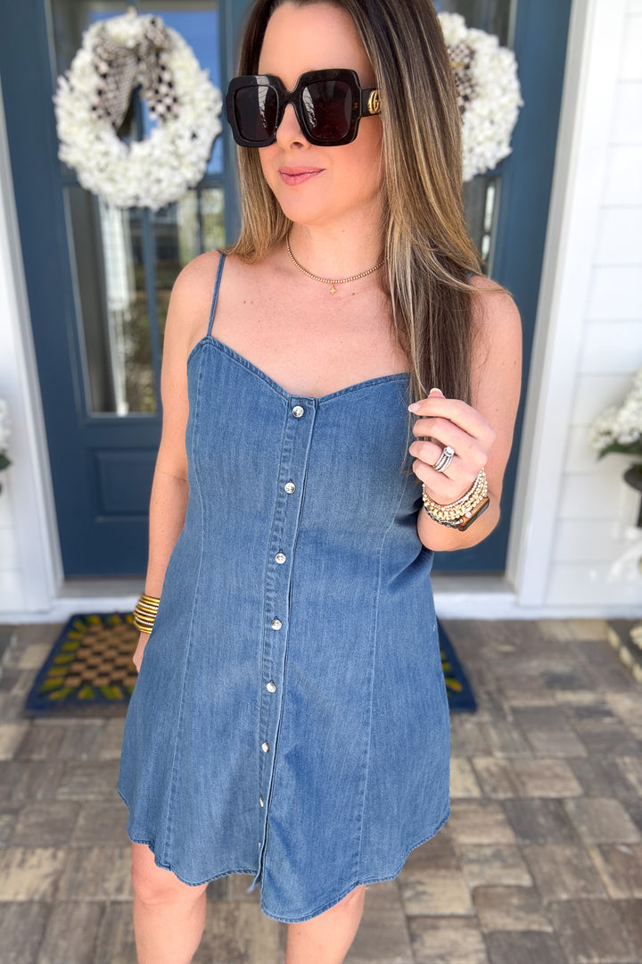Z Supply: Angel Eyes Denim Mini Dress - Medium Indigo