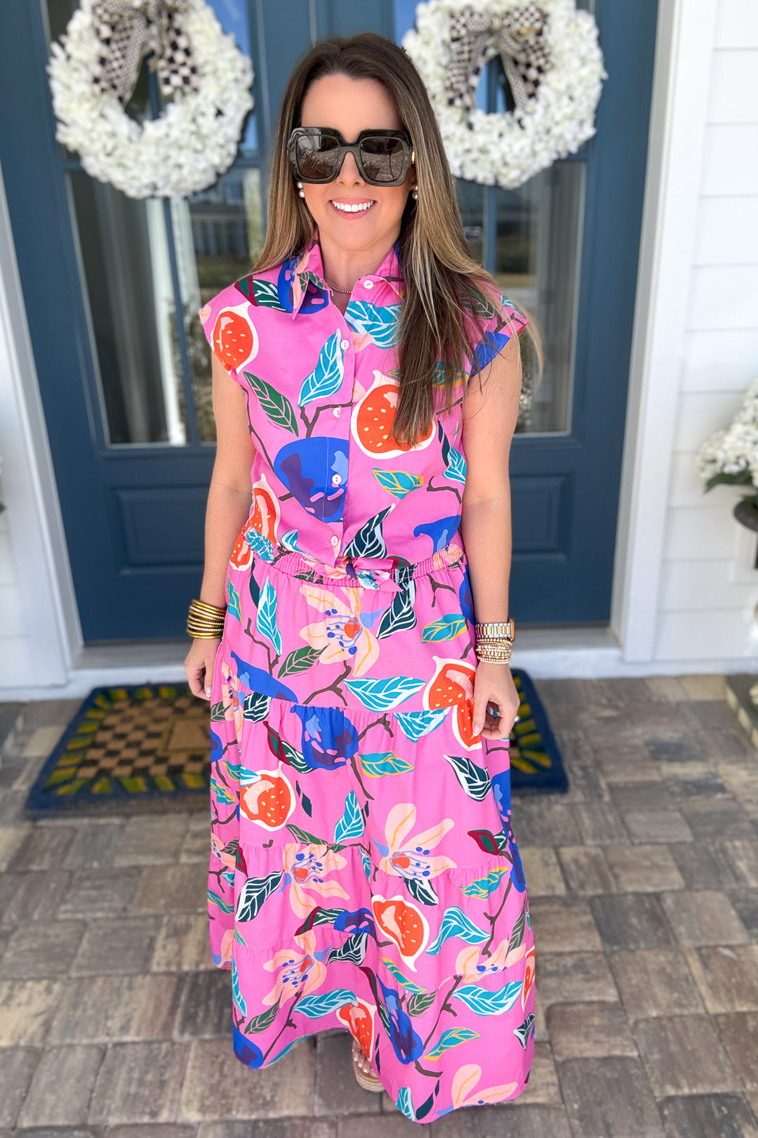 Picnic Button Up Tie Front Top - Bloomscape