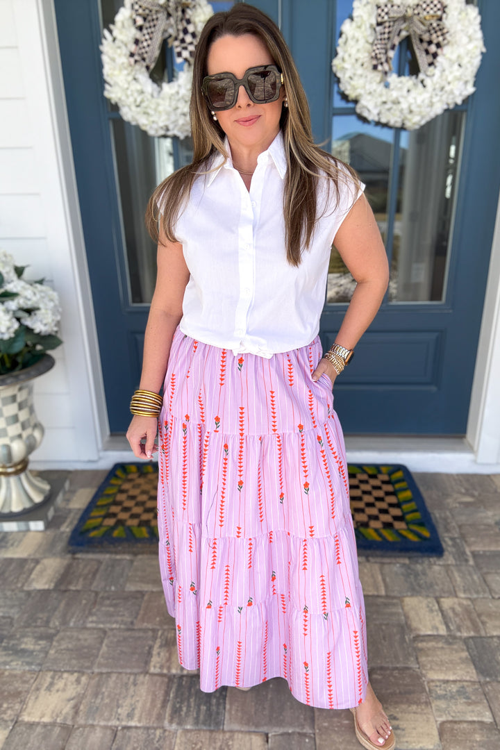 Picnic Button Up Tie Front Top - White