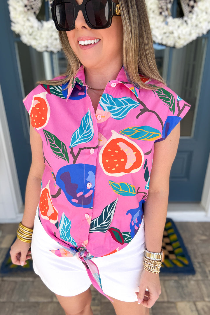 Picnic Button Up Tie Front Top - Bloomscape