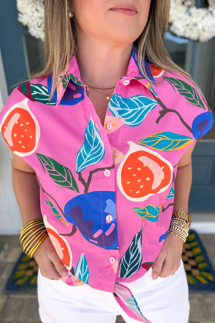 Picnic Button Up Tie Front Top - Bloomscape