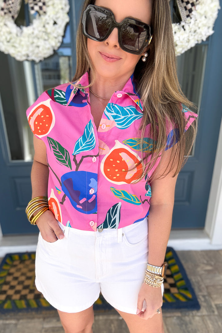 Picnic Button Up Tie Front Top - Bloomscape