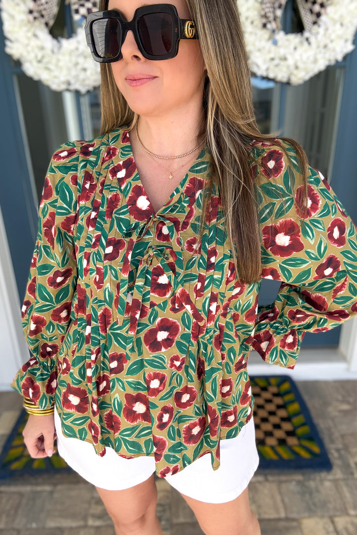 Fairway Bloom Bow Tie Blouse