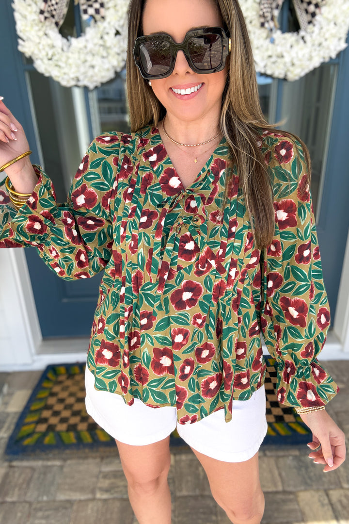 Fairway Bloom Bow Tie Blouse