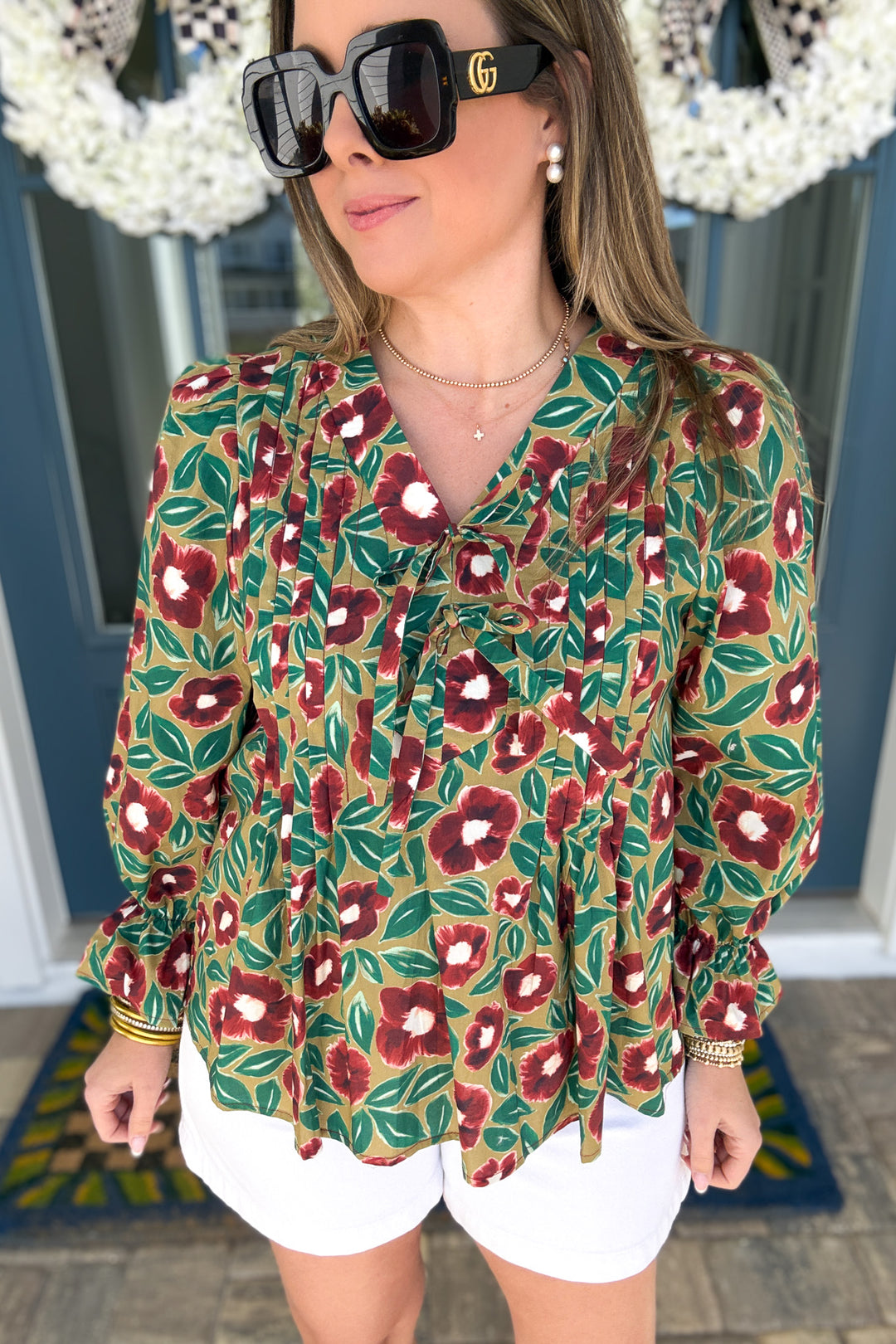 Fairway Bloom Bow Tie Blouse