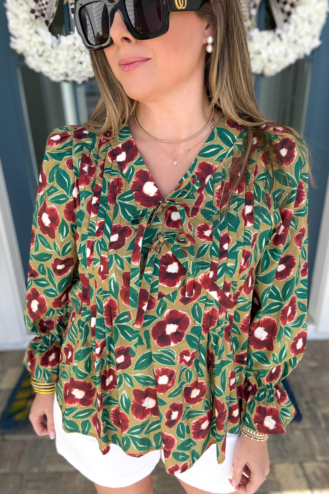 Fairway Bloom Bow Tie Blouse