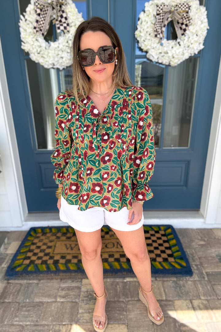 Fairway Bloom Bow Tie Blouse