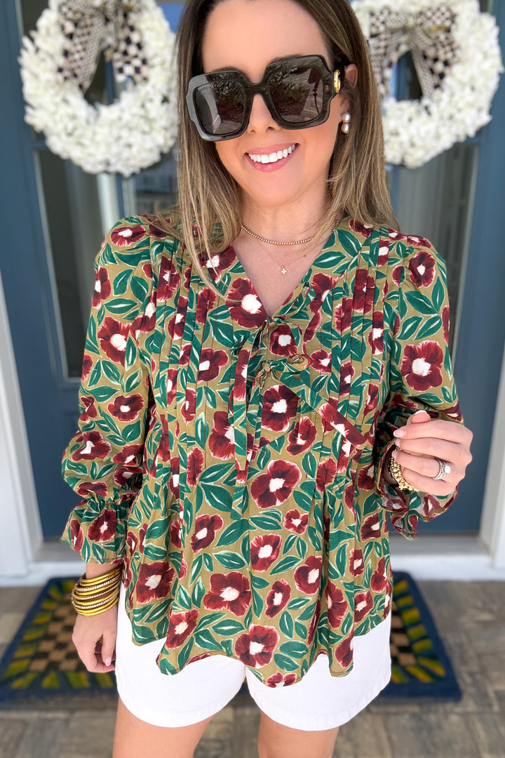 Fairway Bloom Bow Tie Blouse