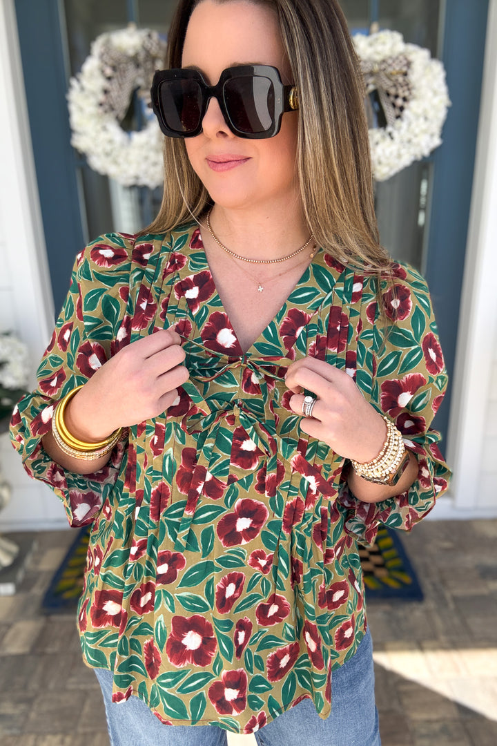 Fairway Bloom Bow Tie Blouse
