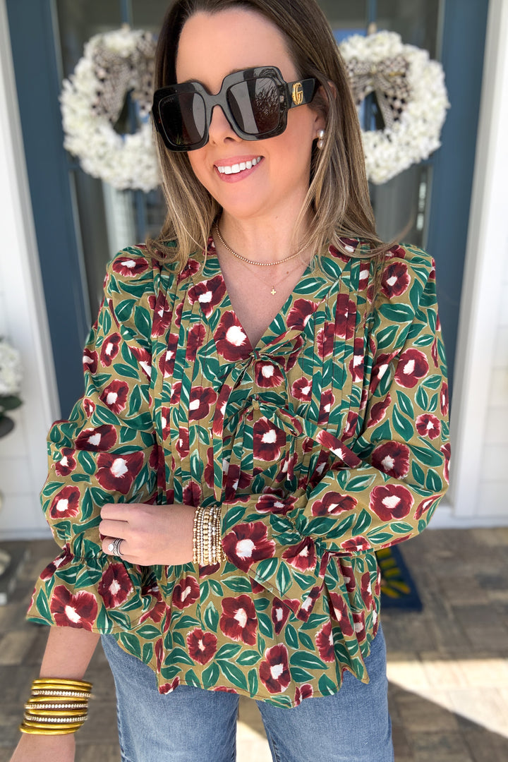 Fairway Bloom Bow Tie Blouse