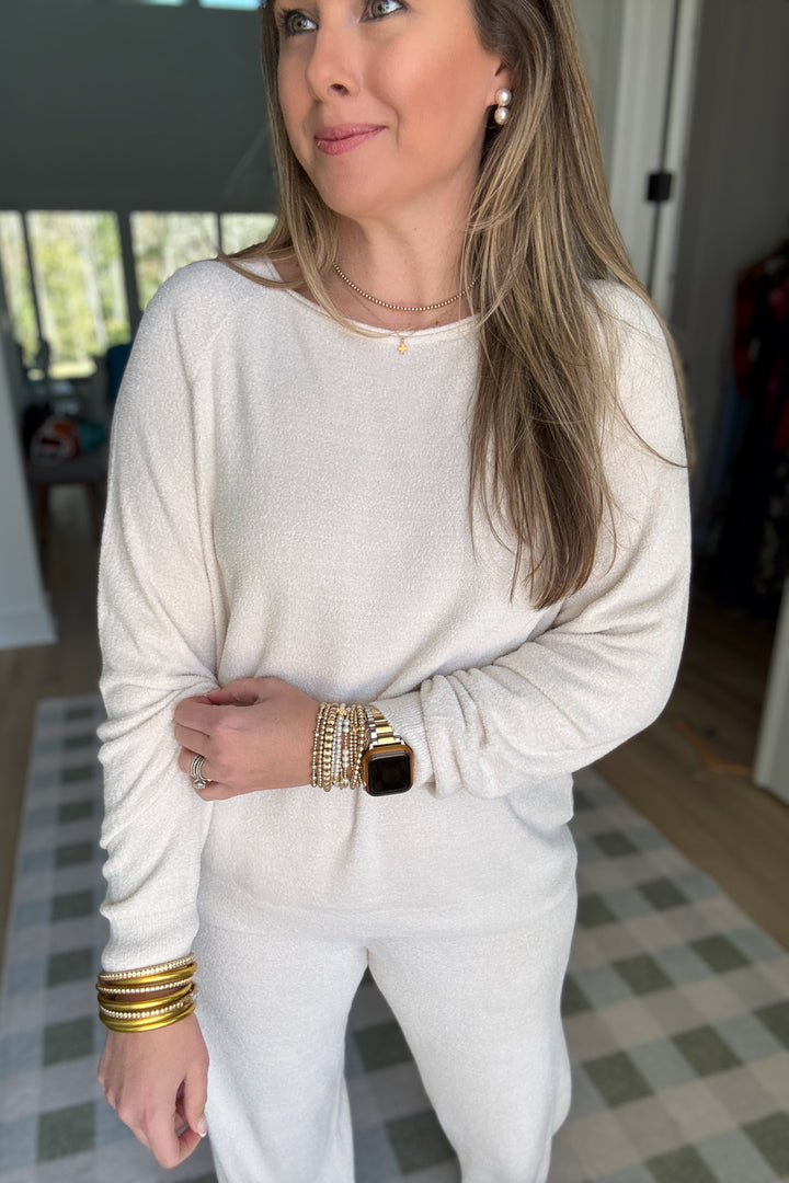 Barefoot Dreams: Cozychic Ultra Lite - Jersey Pullover and Wide-Leg Pant Lounge Set - Sand Dune