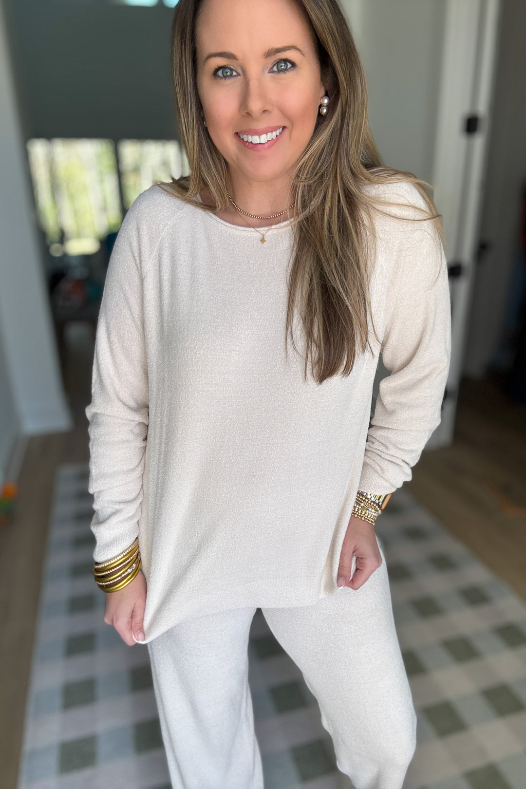 Barefoot Dreams: Cozychic Ultra Lite - Jersey Pullover and Wide-Leg Pant Lounge Set - Sand Dune