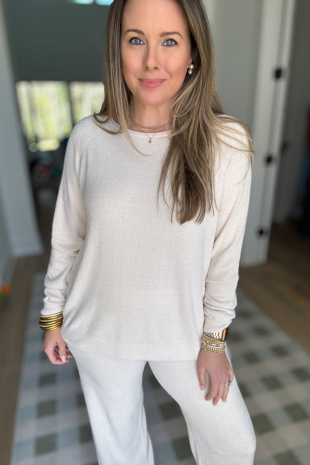Barefoot Dreams: Cozychic Ultra Lite - Jersey Pullover and Wide-Leg Pant Lounge Set - Sand Dune