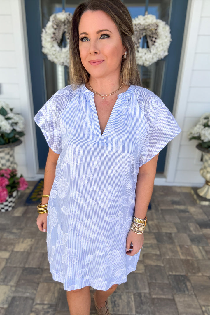 Blue Skies Embroidered Cotton Dress