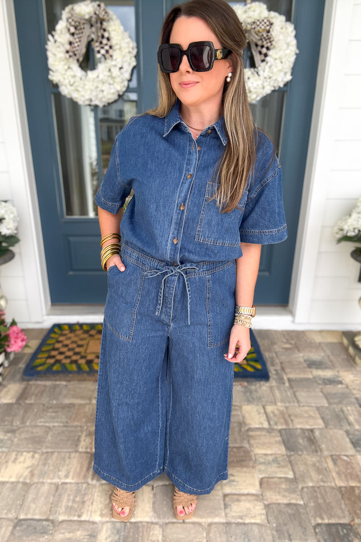 Z Supply: Elsie Denim Jumpsuit-  Deep Water