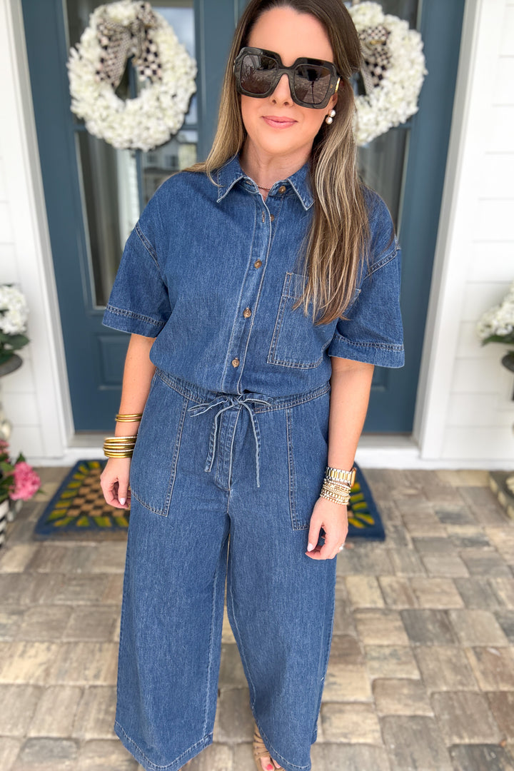 Z Supply: Elsie Denim Jumpsuit-  Deep Water