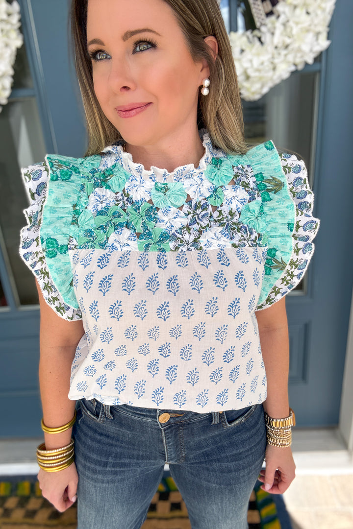 THML: Birdie Garden Patchwork Blouse