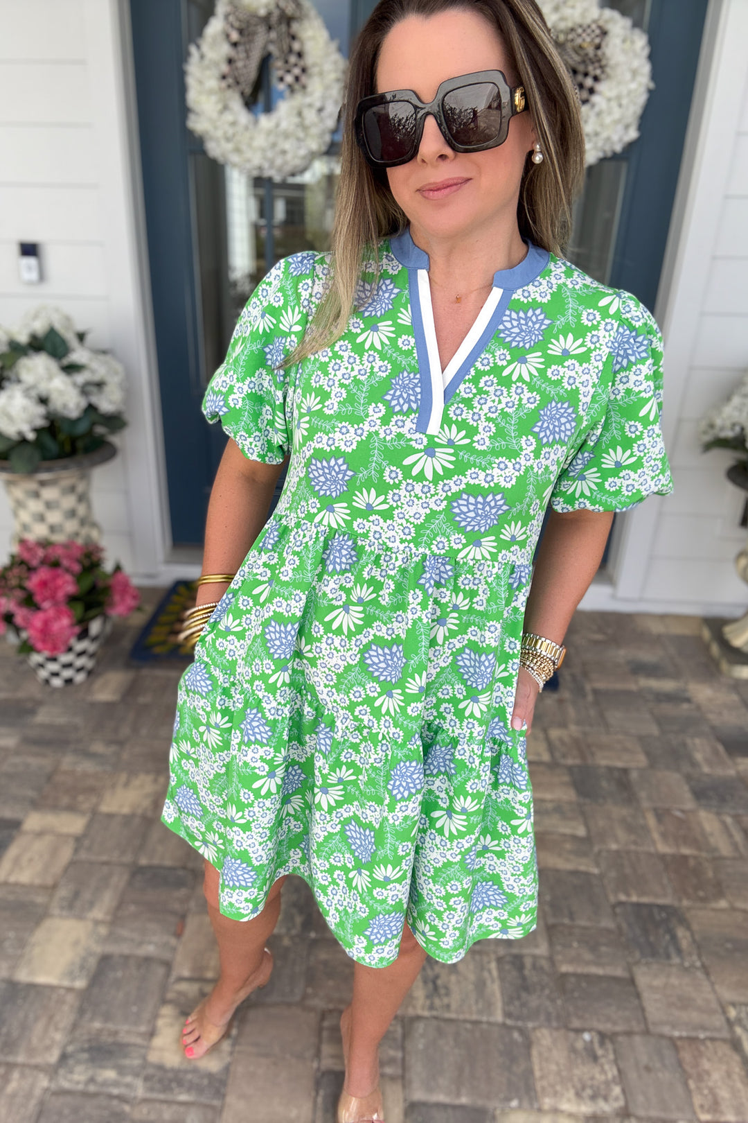 Kinsley Mini Dress - Daisy Chain Green