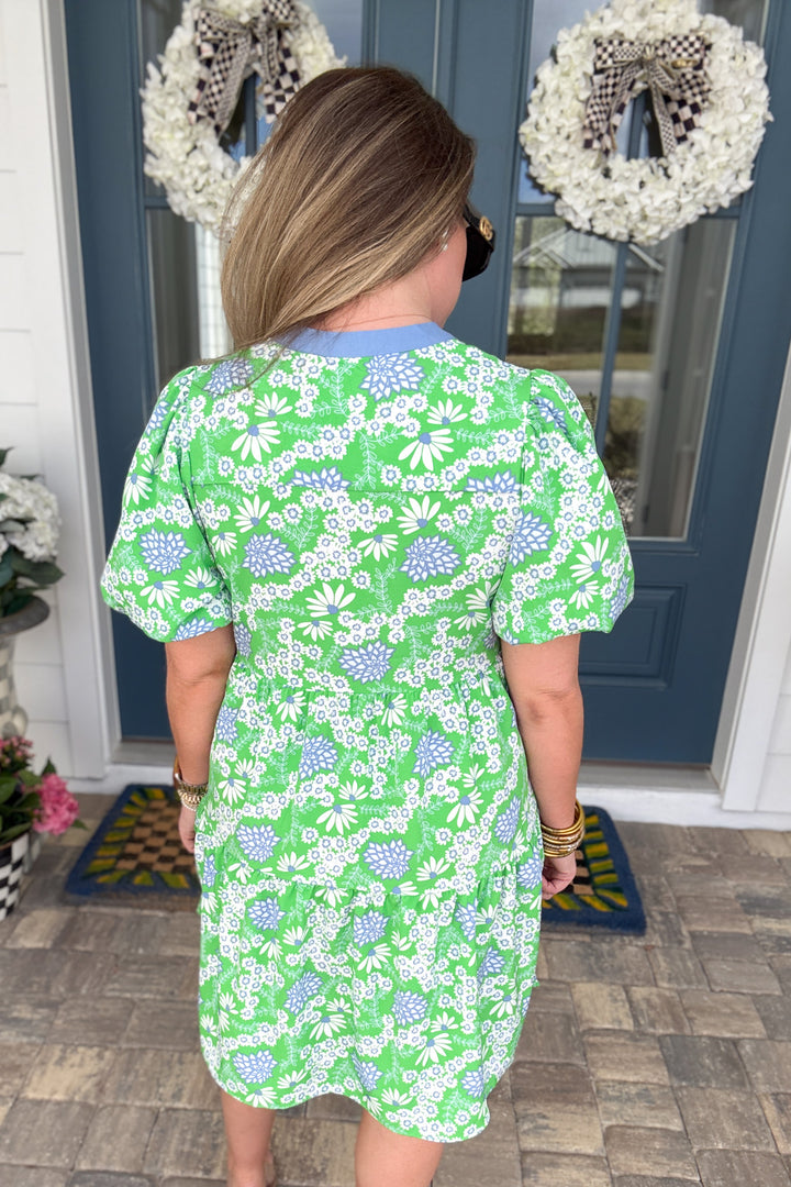 Kinsley Mini Dress - Daisy Chain Green