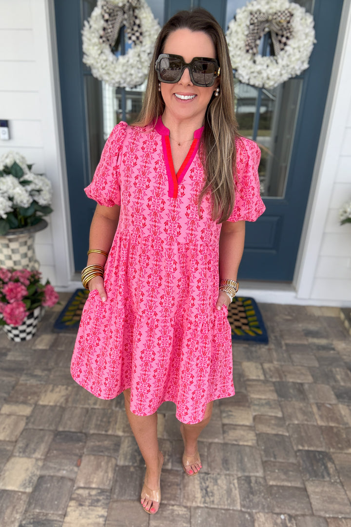 Kinsley Mini Dress - Heirloom Vine Pink