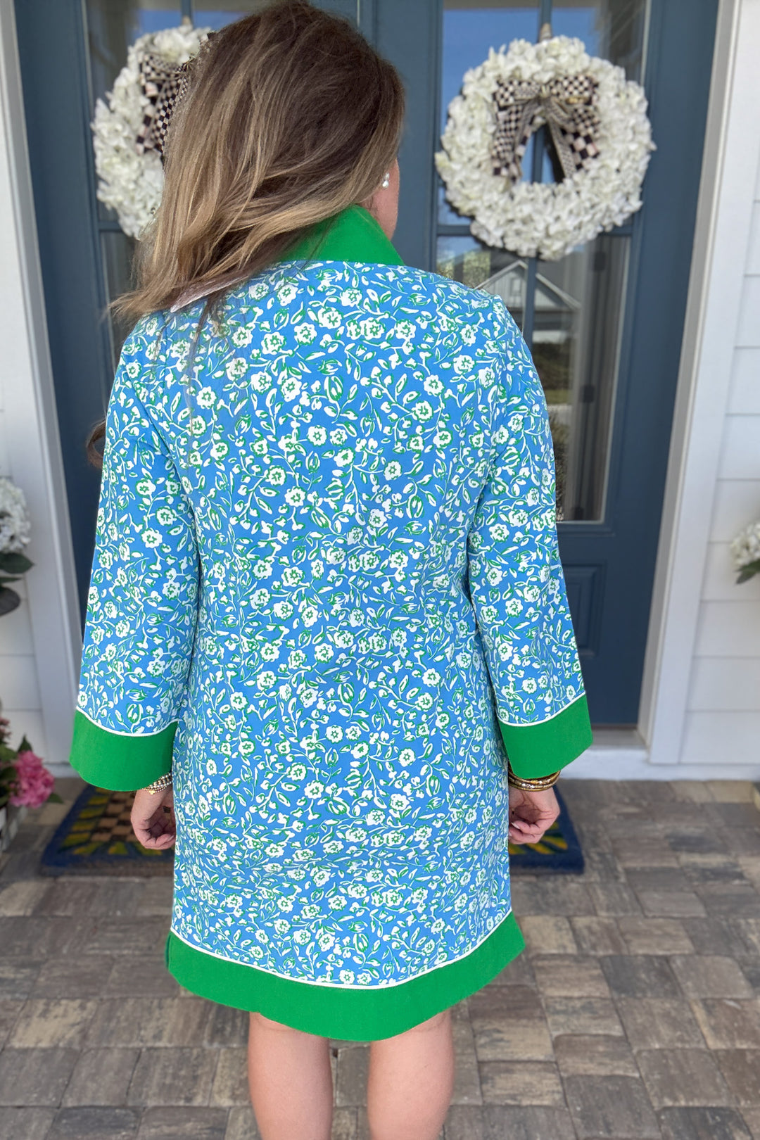 Mary Square: Brenda Dress -  Meadow Line Blue