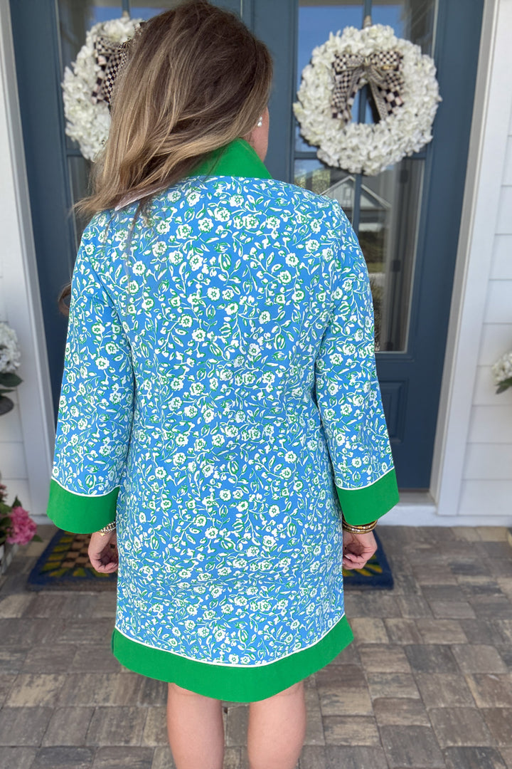 Mary Square: Brenda Dress -  Meadow Line Blue