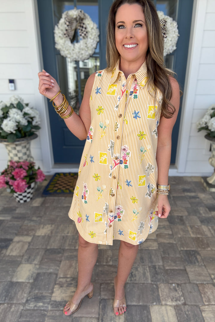 The Citrus Coast Button Front Denim Dress