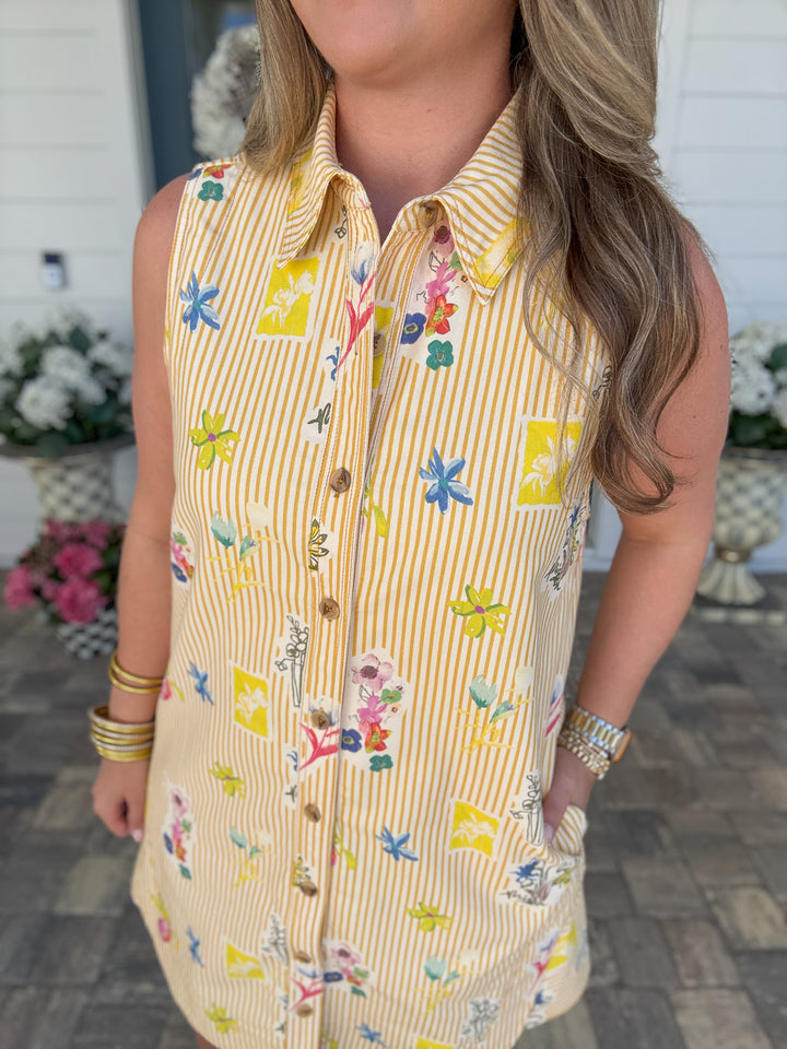 The Citrus Coast Button Front Denim Dress