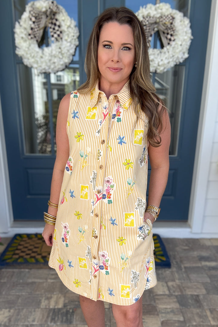 The Citrus Coast Button Front Denim Dress