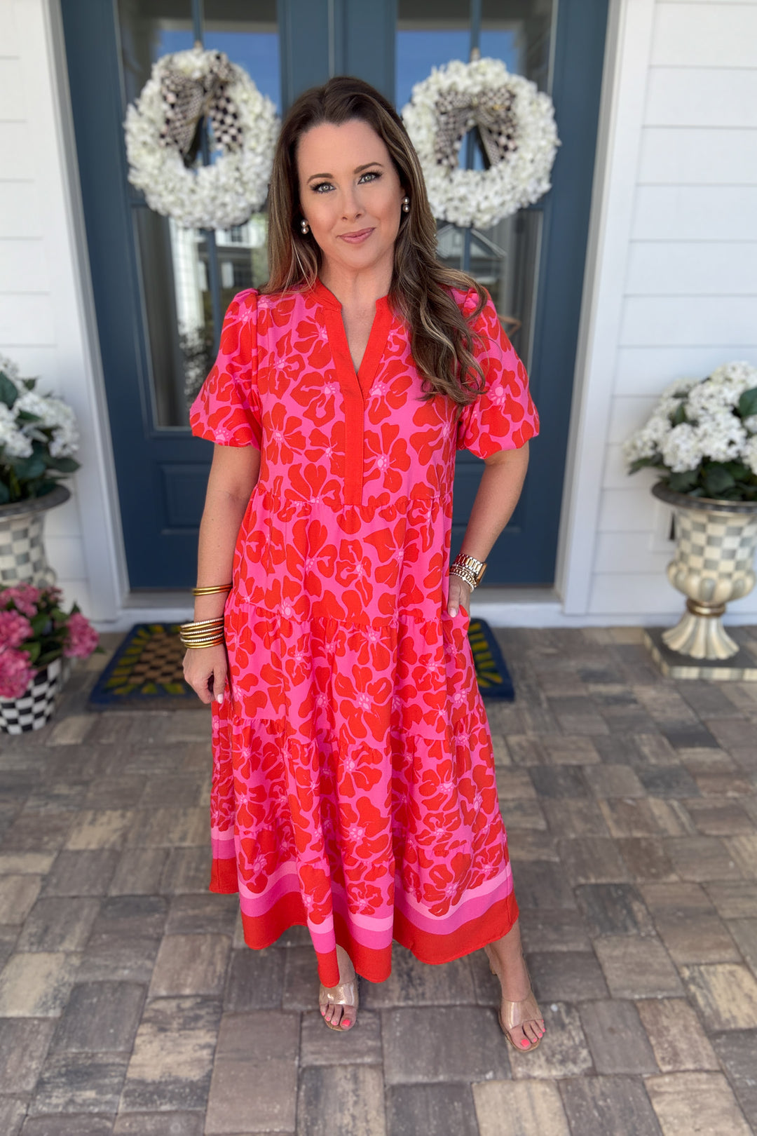 Mary Square: Kinsley Dress - Garden Samba Pink