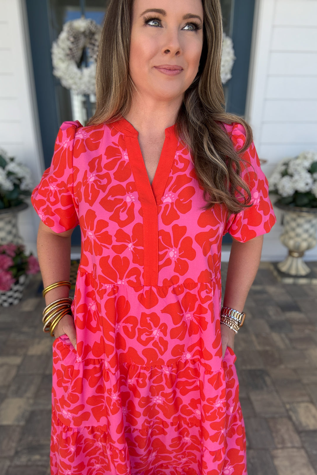 Mary Square: Kinsley Dress - Garden Samba Pink