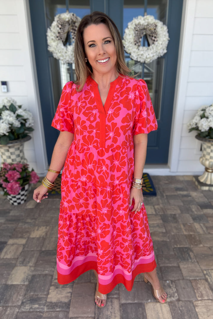 Mary Square: Kinsley Dress - Garden Samba Pink