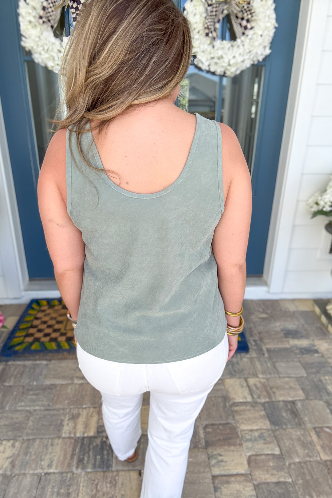 Devine Scoop Neck Tank - Sage