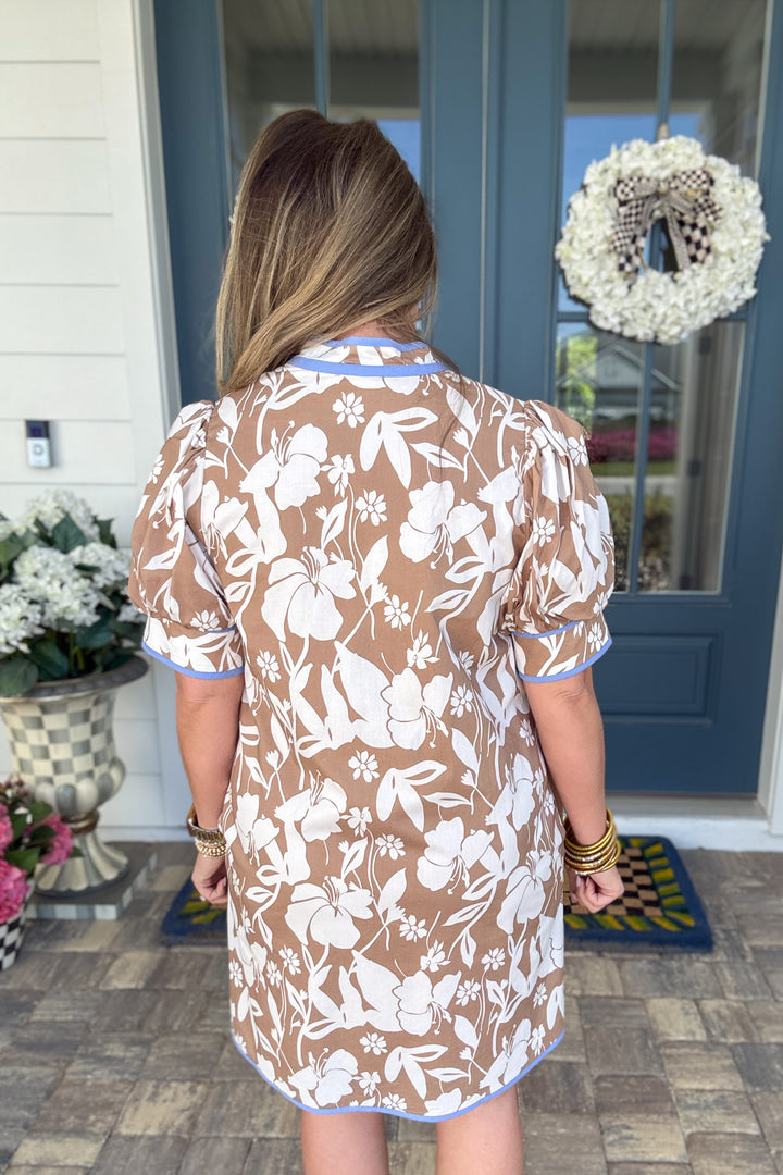 Mocha Bloom Zip Dress