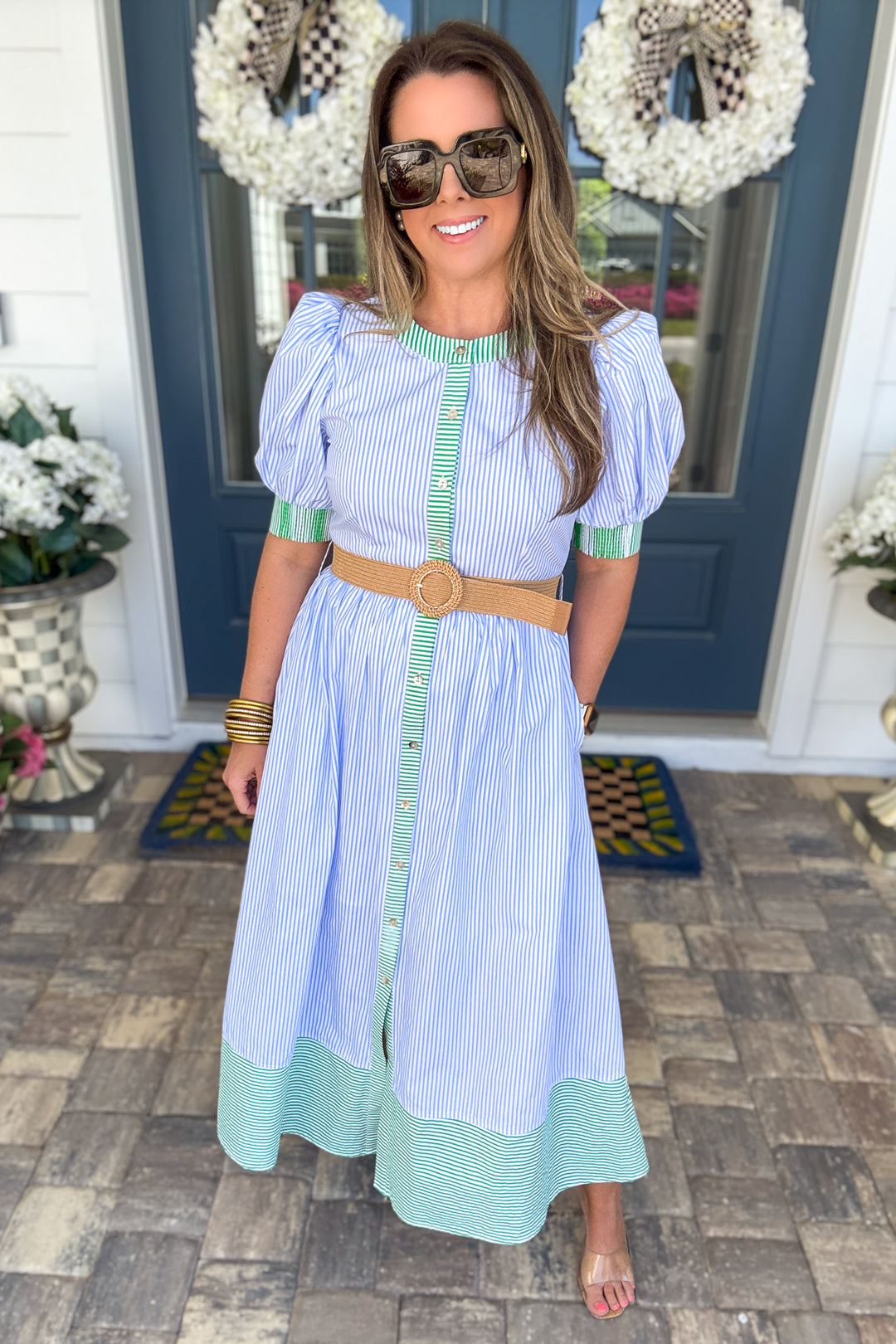 Stripe Button Front Seaside Maxi Dress