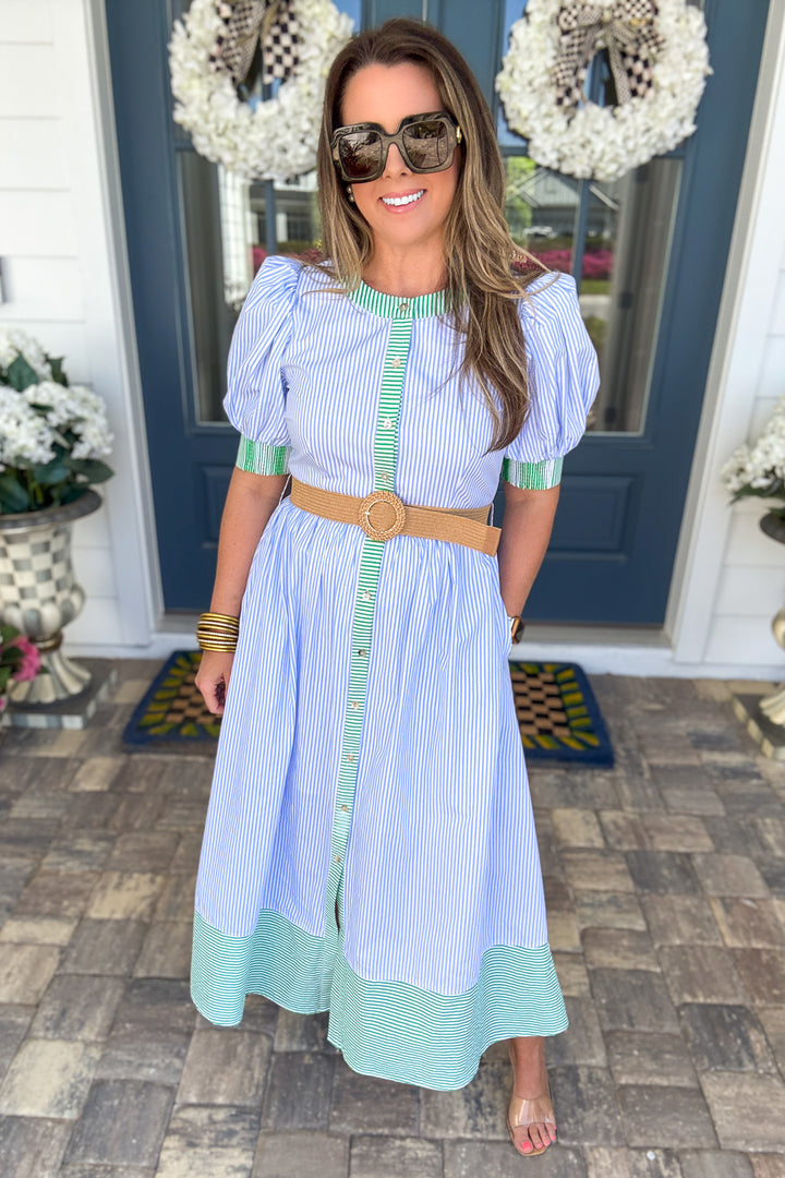 Stripe Button Front Seaside Maxi Dress