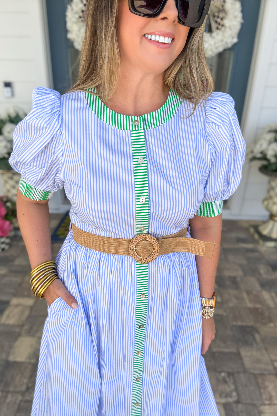 Stripe Button Front Seaside Maxi Dress