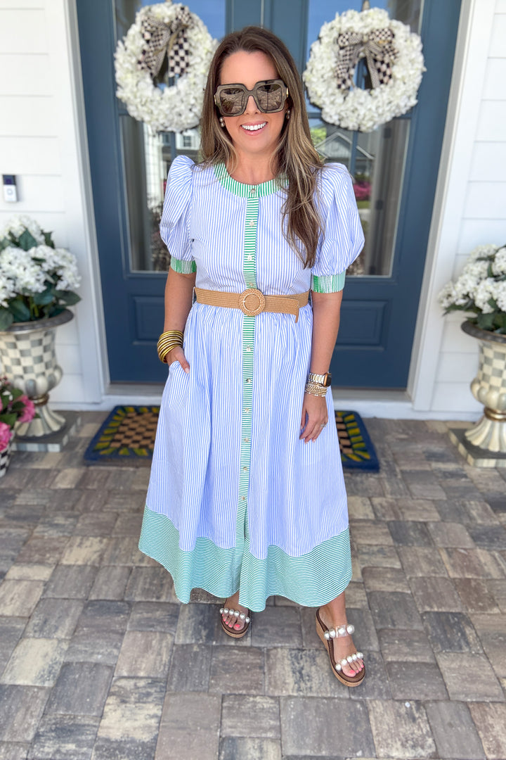 Stripe Button Front Seaside Maxi Dress