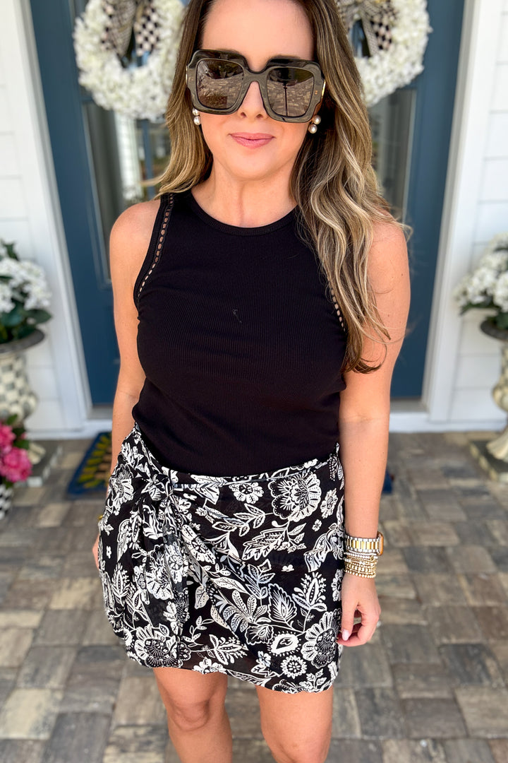 Z Supply: Lorna Luz Floral Mini Skirt - Black