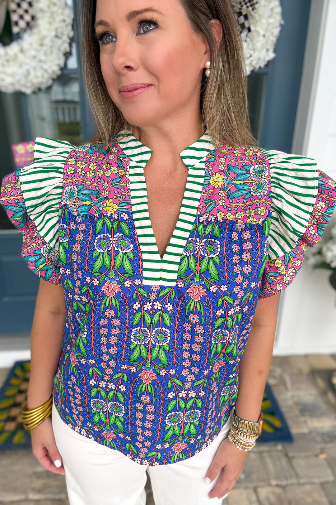 THML: Mixed It Up Flutter Sleeve Blouse